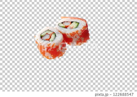 piece of nigiri sushi floating isolated background 122688547