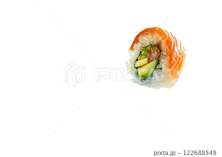 piece of nigiri sushi floating isolated background 122688549