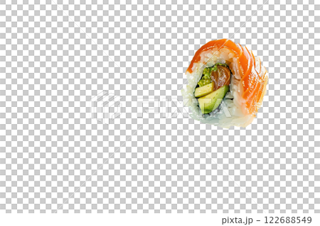 piece of nigiri sushi floating isolated background 122688549