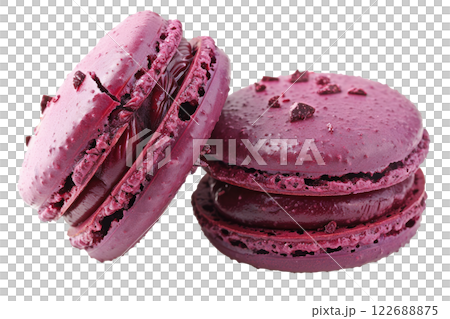macaron with a bite taken out isolated background 122688875