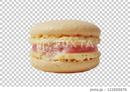 macaron with a bite taken out isolated background 122688876