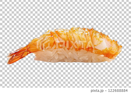 piece of crab nigiri sushi floating isolated background 122688884