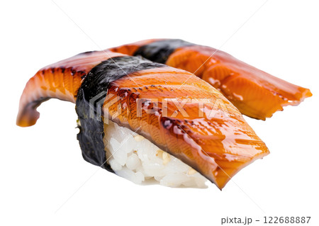 piece of eel nigiri sushi floating isolated background 122688887
