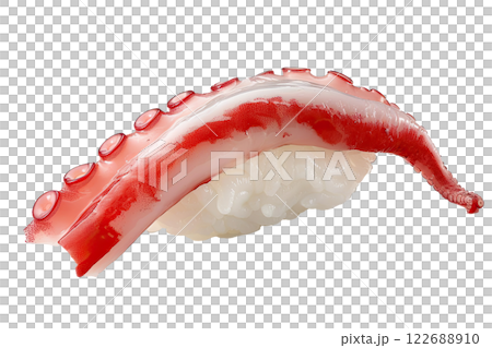 piece of octopus nigiri sushi floating isolated background 122688910