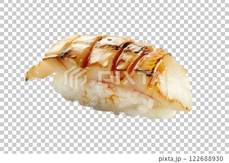 piece of nigiri sushi floating isolated background 122688930
