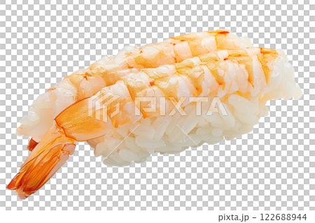piece of nigiri sushi floating isolated background 122688944