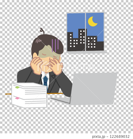 残業する社員 122689032