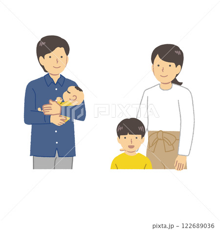 家族2世帯イラスト素材 122689036