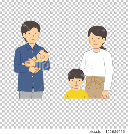 家族2世帯イラスト素材 122689036