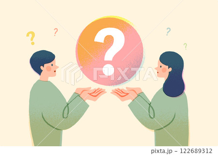 疑問に思う夫婦のイメージイラスト 疑問に思う夫婦のイメージイラスト 122689312