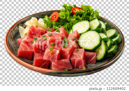 sashimi with slices of raw fish isolated background 122689402