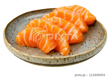 sashimi with slices of raw fish isolated background 122689403