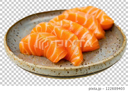 sashimi with slices of raw fish isolated background 122689403