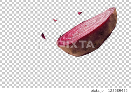Ripe slice of Mixed fruit floating, isolated background Ripe slice of Mixed fruit floating, isolated background 122689453