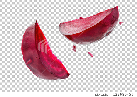 Ripe slice of Mixed fruit floating, isolated background Ripe slice of Mixed fruit floating, isolated background 122689459