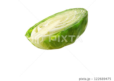 Ripe slice of Mixed vegetables floating isolated background 122689475