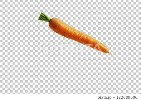 ripe slice of carrot floating, isolated background 122689606
