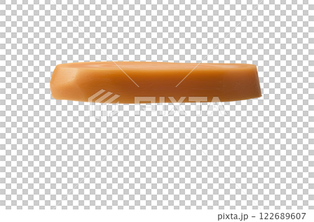 ripe slice of carrot floating, isolated background 122689607