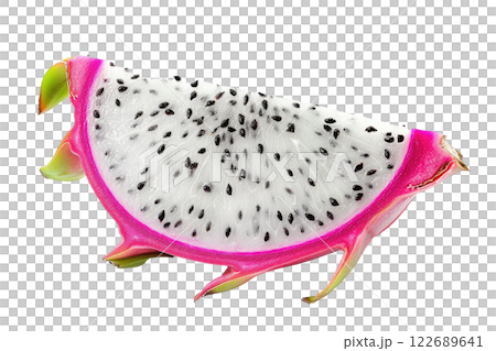 Ripe slice of Mixed fruit floating, isolated background 122689641