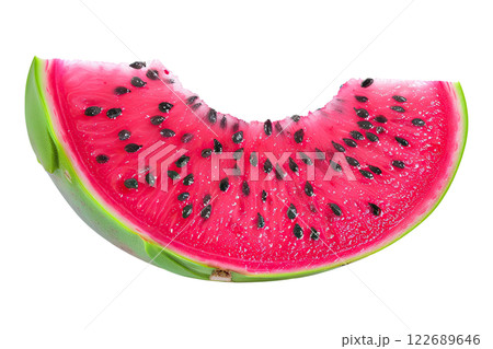 Ripe slice of Mixed fruit floating, isolated background 122689646