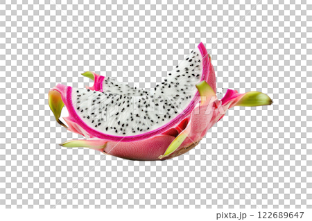 Ripe slice of Mixed fruit floating, isolated background 122689647