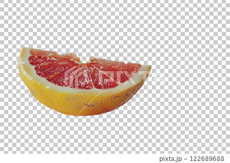 Ripe slice of Mixed fruit floating, isolated background 122689688