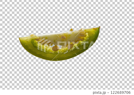 Ripe slice of Mixed vegetables floating isolated background 122689706