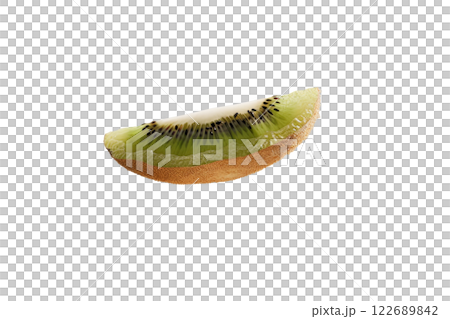 Ripe slice of Mixed fruit floating, isolated background 122689842