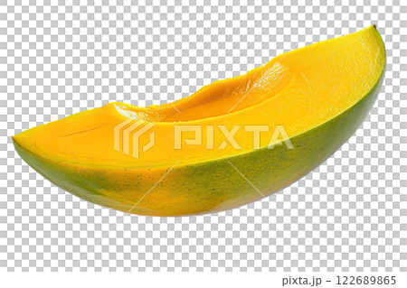 Ripe slice of Mixed fruit floating, isolated background 122689865