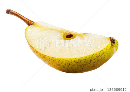 Ripe slice of Mixed fruit floating, isolated background 122689912