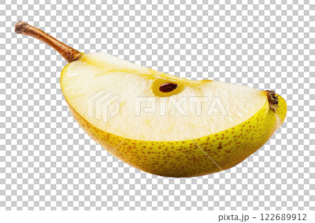 Ripe slice of Mixed fruit floating, isolated background 122689912
