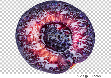 Ripe slice of Mixed fruit floating, isolated background 122689928