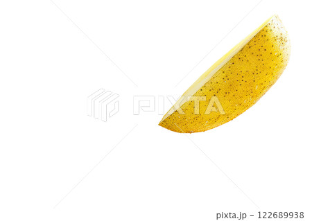 Ripe slice of Mixed fruit floating, isolated background 122689938