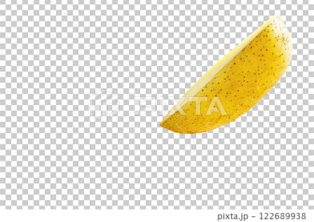 Ripe slice of Mixed fruit floating, isolated background 122689938