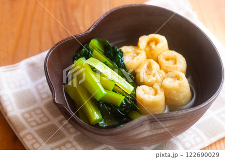 揚げとちぢみ雪菜の煮浸し 122690029