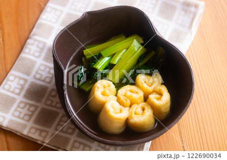 揚げとちぢみ雪菜の煮浸し 122690034