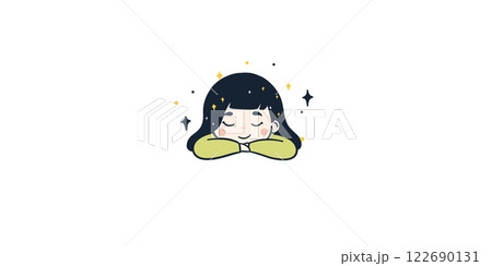 優しい顔で眠っている子どものシンプルでかわいいイラスト 122690131