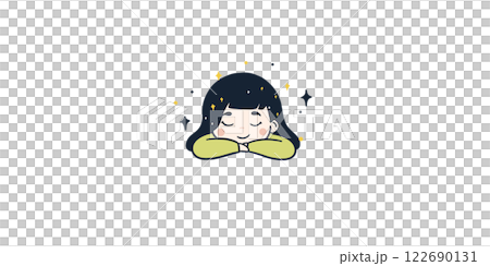 優しい顔で眠っている子どものシンプルでかわいいイラスト 122690131