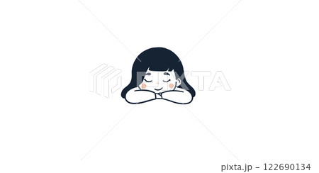 優しい顔で眠っている子どものシンプルでかわいいイラスト 122690134