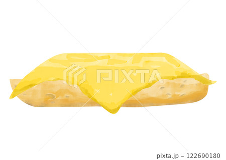 Watercolor Sandwich with Toasted Bread Slice and Cheddar Cheese Slice, Textured Painting Illustration for Print, Web and Textile, Menu Watercolor Sandwich with Toasted Bread Slice and Cheddar Cheese Slice, Textured Painting Illustration for Print, Web and Textile, Menu 122690180
