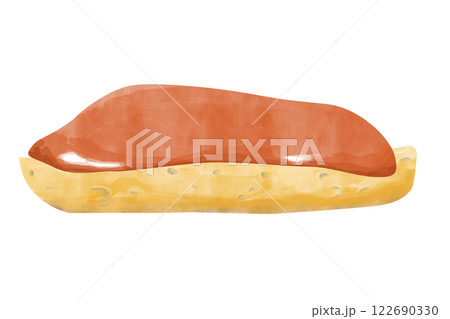 Watercolor Sandwich with Toasted Bread Piece with Strawberry or Cherry Jam Textured Painting Illustration for Print, Web and Textile, Menu Watercolor Sandwich with Toasted Bread Piece with Strawberry or Cherry Jam Textured Painting Illustration for Print, Web and Textile, Menu 122690330