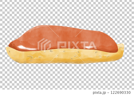 Watercolor Sandwich with Toasted Bread Piece with Strawberry or Cherry Jam Textured Painting Illustration for Print, Web and Textile, Menu Watercolor Sandwich with Toasted Bread Piece with Strawberry or Cherry Jam Textured Painting Illustration for Print, Web and Textile, Menu 122690330