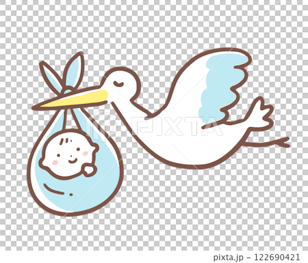 赤ちゃんを運ぶコウノトリ 122690421