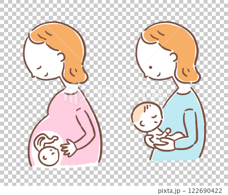 孕婦和抱著嬰兒的女人 122690422