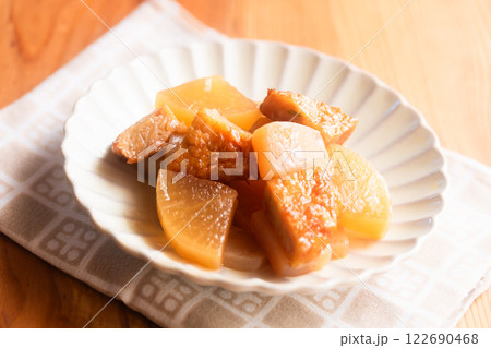 大根 さつま揚げ こんにゃくの味染み炒め煮 122690468