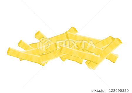 Illustration Watercolor Mound of French Fries, Clipart for Menu Design, Print, Web and Textiles	 122690820