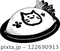 オムライスイラスト　猫　モノクロ　メイドカフェ　 122690913