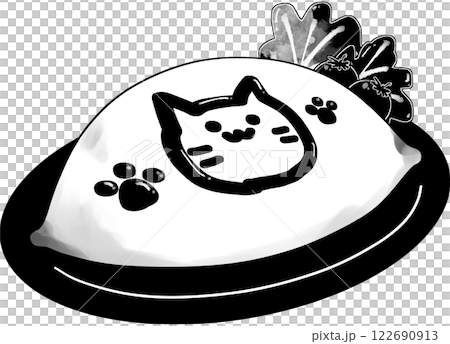 オムライスイラスト 猫 モノクロ メイドカフェ オムライスイラスト 猫 モノクロ メイドカフェ 122690913