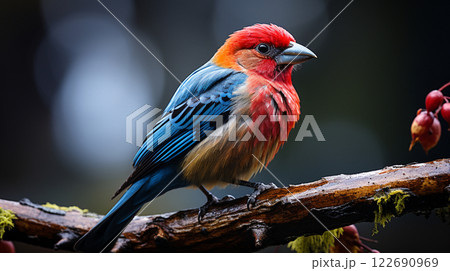 Colorful Crimson Rosella in Forest Habitat 122690969
