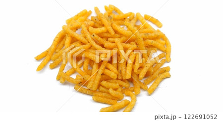 A picture of aloo bhujia isolated on a white background A picture of aloo bhujia isolated on a white background 122691052
